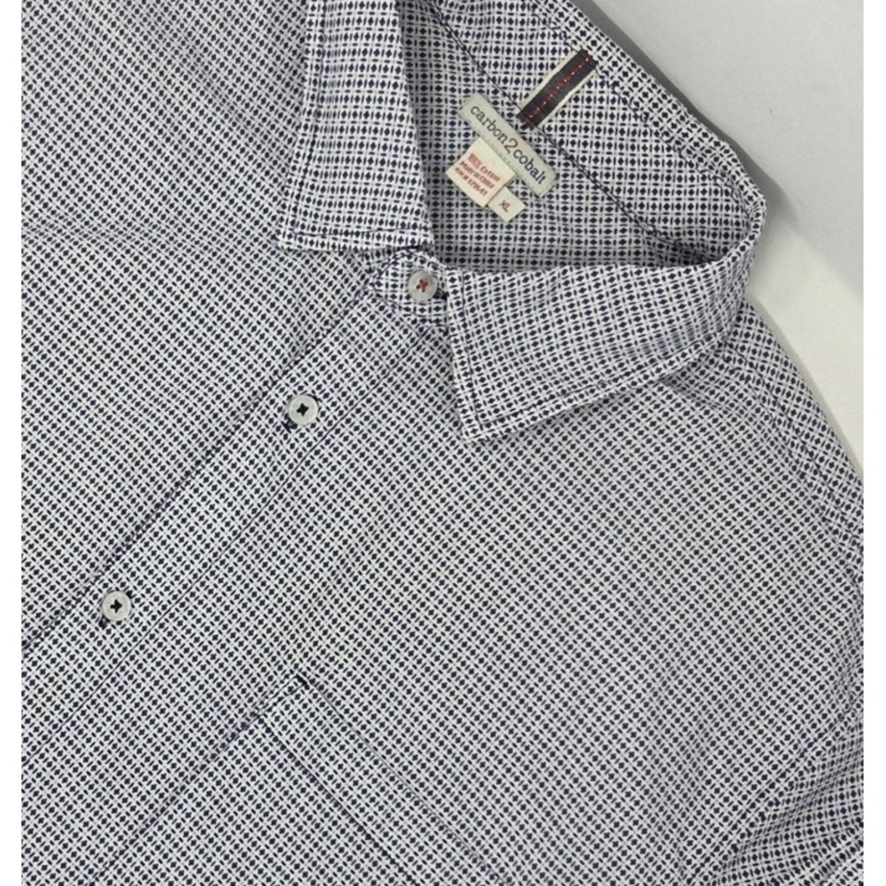 Carbon 2 Cobalt Men's Purple Geometric Print Short Sleeve Button Up Shirt XL